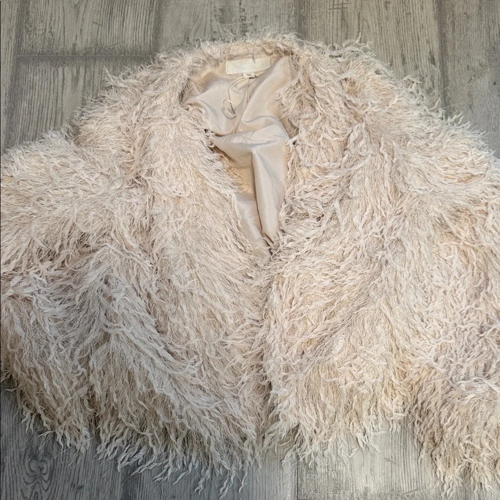 Zara Cream Feather Fringe metallic jacket - Picture 3 of 5